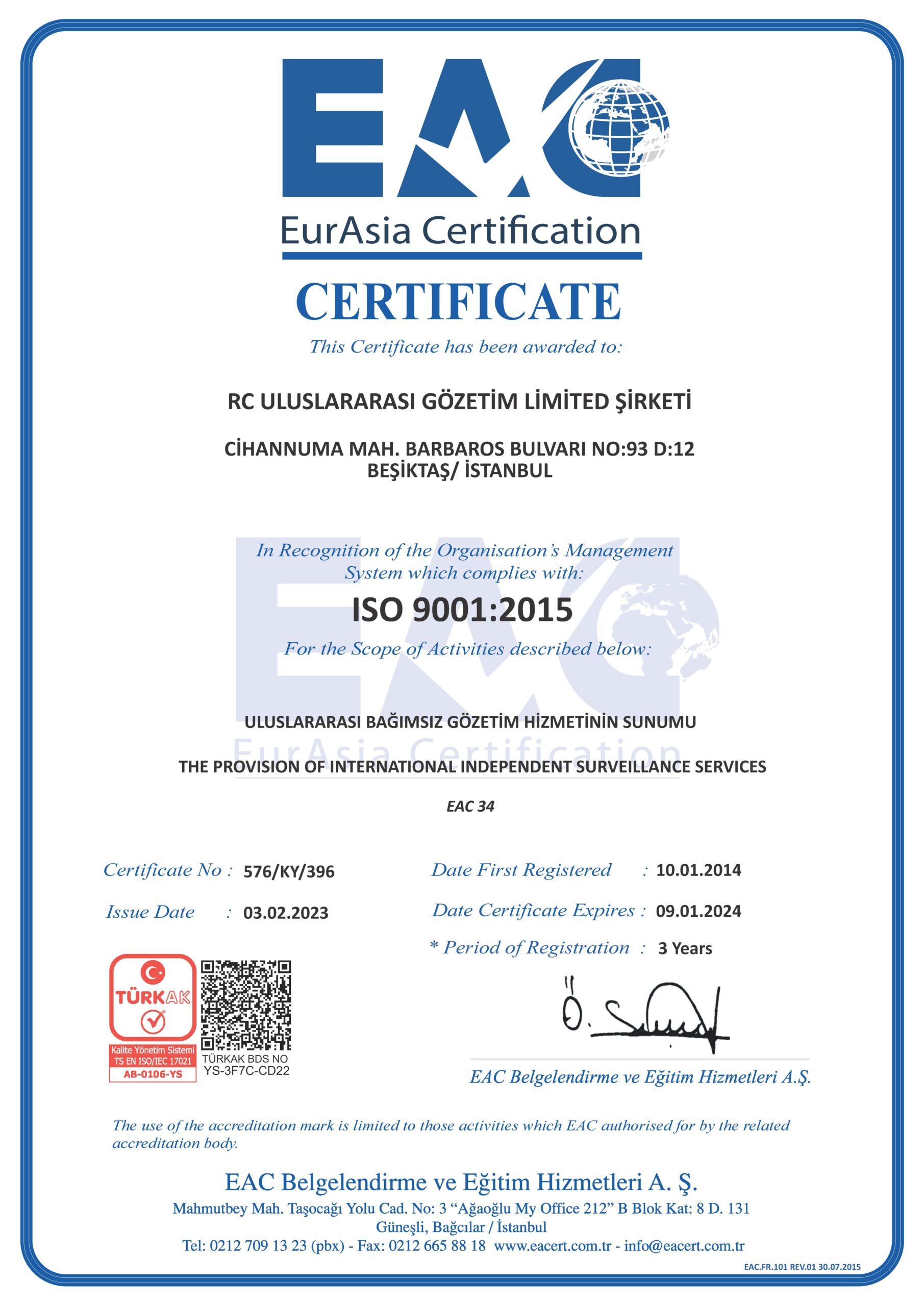 ISO 9001 CERTIFICATE